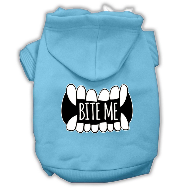 Bite Me Screenprint Dog Hoodie Baby Blue XS